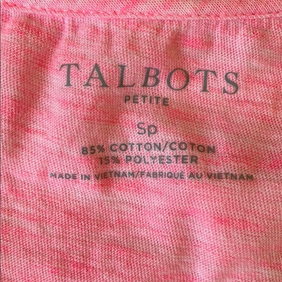Talbots SZ Sp 85% Cotton/15% Poly Pink T-shirt - Picture 4 of 5